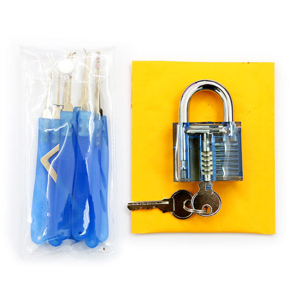 Blue Practice Padlock with 9pcs Unlocking Lock Pick Set Key Extractor Tool Lock Pick Tools