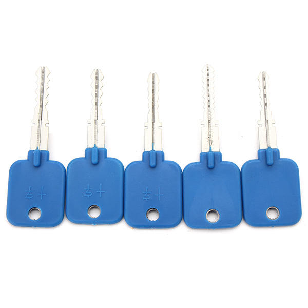 5Pcs Try-Out Keys Set with Transparent CrosS-shaped Practice Padlock Locksmith Tools