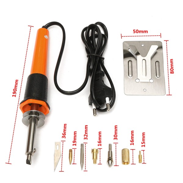 220V 30W Wooden Burning Pen 8 Pieces Soldering Tool Set Pyrography Kit Brass with Tips EU Plug