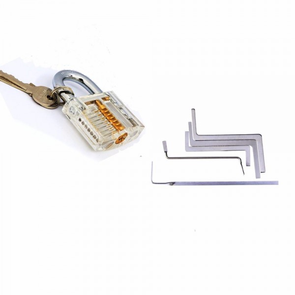 DANIU Locksmith Tools Transparent Practice Lock and 5pcs Wrench Tension Tools Set