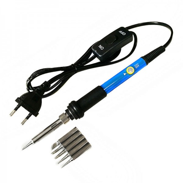 60W Switch Adjustable Temperature Soldering Iron Welding Station Tool Kit with 5Pcs Soldering Tips
