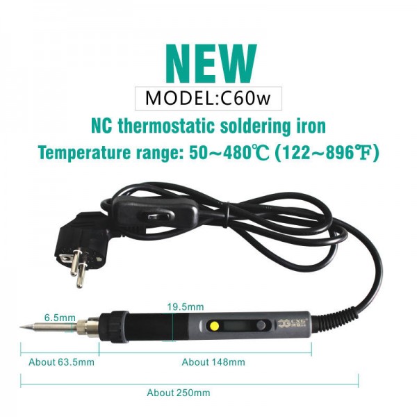 CXG C60W Digital Electric Soldering Iron LCD Backlight Adjustable Temperature with Power Swtich