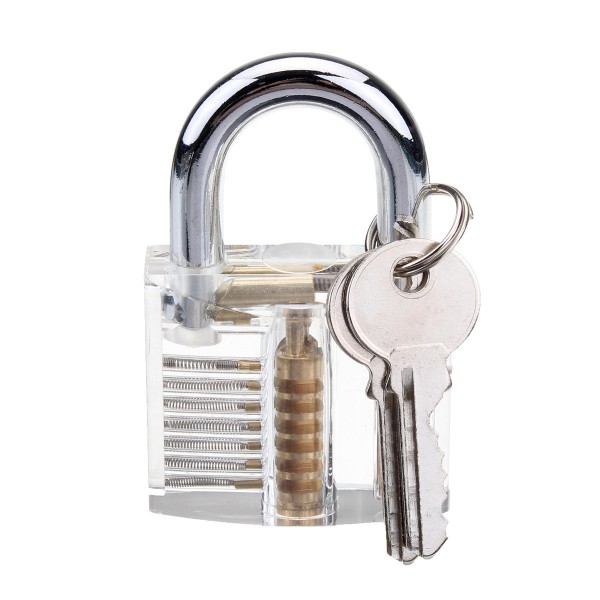 26pcs Lock Pick Training Tool W/ Clear Transparent Practice Padlock Set Locksmith