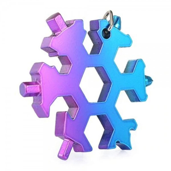 15-in-1 Stainless Multi-function with Snowflake Shape Keychain Screwdrivers Bottle Opener Hex Wrench