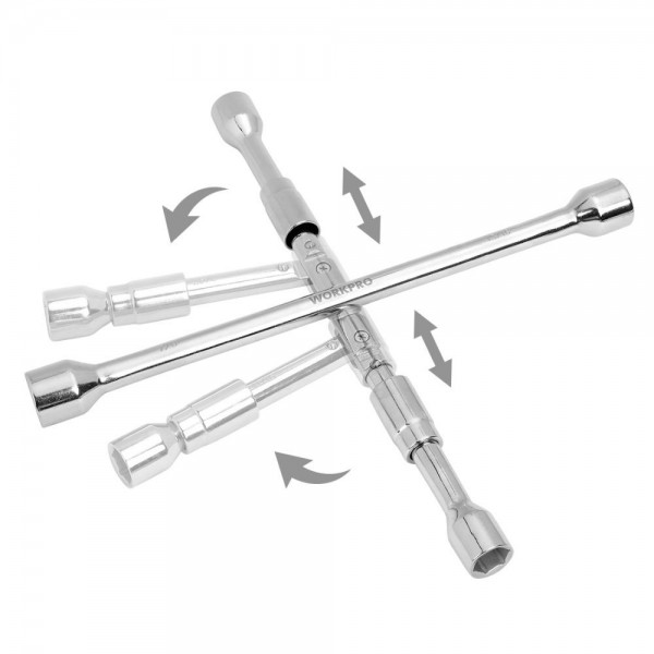 4 Way Folding Wrench Car Repair Tool Socket Wrench Cross Wrench Tyre Remover Mounting Spanner